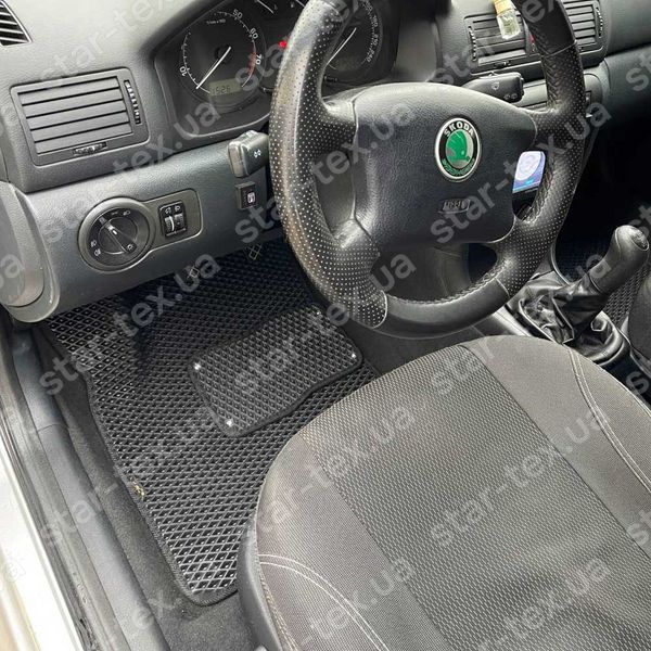 Комплект килимків до салону на Skoda Octavia A4 Tour (1996 - 2010) EVA/Ромб Чорний/Чорний 15754-01-21-41 зображення 2