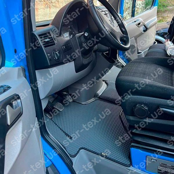 Комплект килимків на 1-й рядок на Mercedes-Benz Sprinter II (2006 - 2018) 1+2 EVA/Ромб Чорний/Чорний 15400-01-21-41 зображення 2