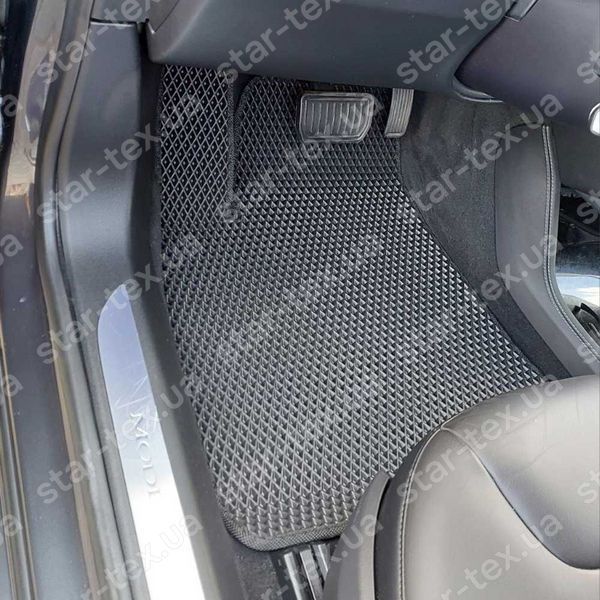 Комплект ковриков в салон на Tesla Model S (2012 - 2021) задний привод EVA/Ромб Черный/Черный 14836-01-21-41 фото 2