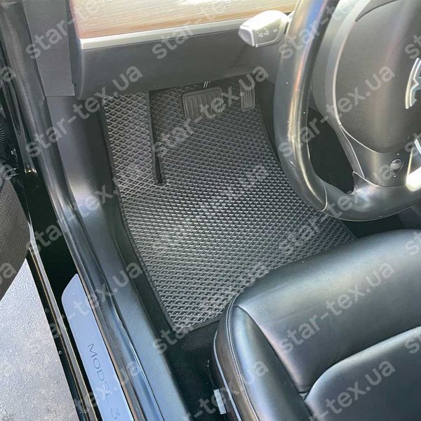 Комплект ковриков в салон на Tesla Model S (2012 - 2021) задний привод EVA/Ромб Черный/Черный 14836-01-21-41 фото 7