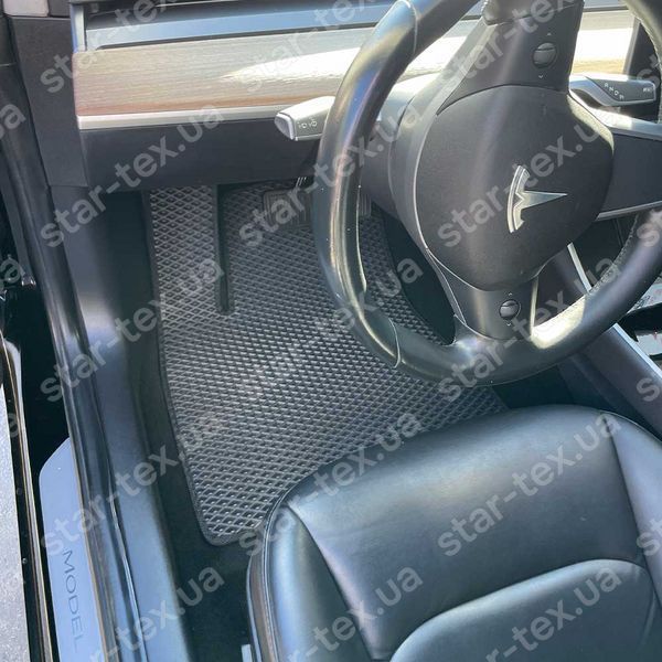 Комплект ковриков в салон на Tesla Model S (2012 - 2021) задний привод EVA/Ромб Черный/Черный 14836-01-21-41 фото 6